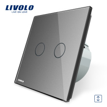 Livolo EU Standard Touch Home Smart Vorhangschalter VL-C702W-15 Mit Luxus Grau Kristallglasscheibe